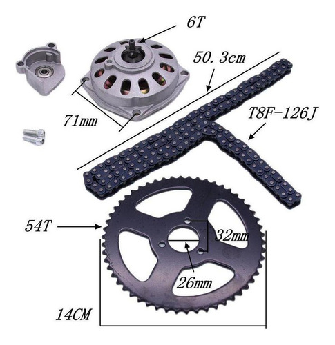 T8f 26mm Piñón De Cadena Trasera Para 49cc Bolsillo Mini