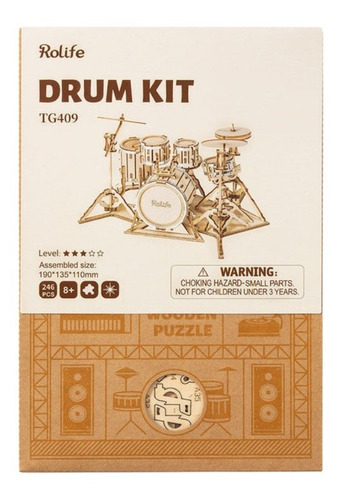 Imagen 2 de 2 de Puzzle 3d Bateria Musical Armable Para Decoración