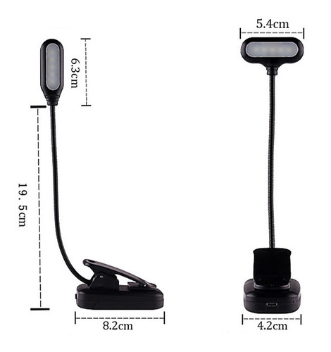 Lampara Led De Escritorio Util Recargable Flexible Con Clip