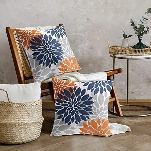 Juego De 2 Fundas De Almohada De Color Azul Marino Y Naranja