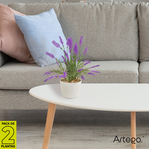Planta Artificial Moderna Con Maceta Decorativa Real Style Lavanda Compacta Pack De 2 Unidades De 34cm De Alto Artego Para Hogar Sala Comercio Oficina