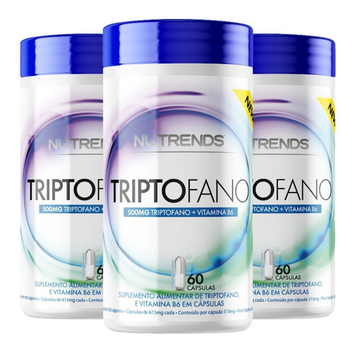 Kit 3x Triptofano + Vitamina B6 60 Cápsulas - Nutrends