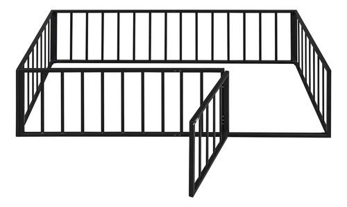 Twin Size Metal Versatile Floor Bed Frame With Door And Safe