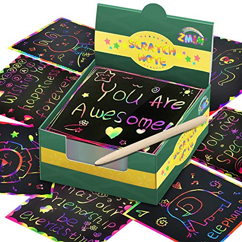 Zmlm Rainbow Scratch Mini Art Notes - 125 Magic Scratch Note