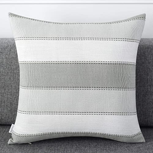 Funda De Almohada Decorativa Lino Y Algodón, 60x60 Cm, Gris