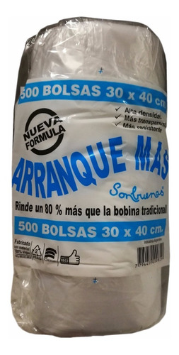 Rollo De Arranque 500 Bolsas De 30 X 40 Cm 80% Mas Rendidora