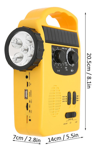 Radio Solar De Manivela Am Fm Sw Radio De Emergencia Con Led