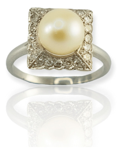 Anillo Oro Blanco 18k Con Brillantes Y Perla - Mujer- An387-