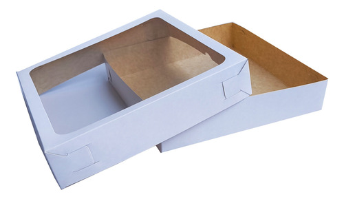 25 Caja Cuadrada Blanca Con Ventana 18x18x5 Cms Mod 1918 Blanca Tapa Ventana