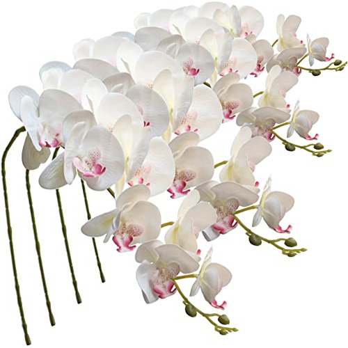 Flores Phalaenopsis Artificiales De 9 Cabezas, 4 Piezas...