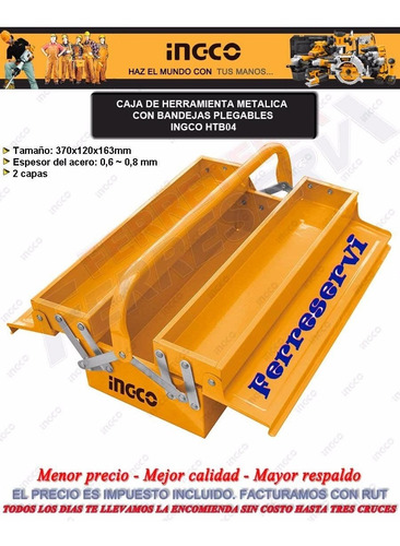 Caja Valija Herramientas Ingco Metalica Plegable 3 Niveles