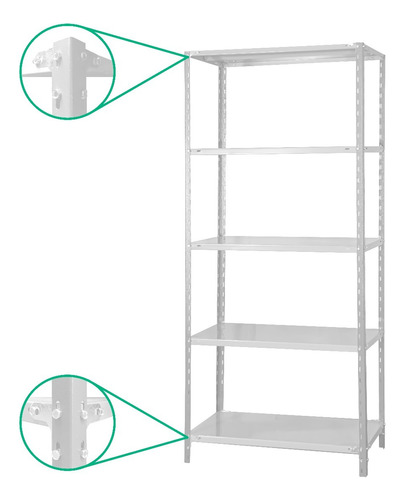 Estantería Metálica Rack 65k 30x90x200m 5 Estantes C/ref 