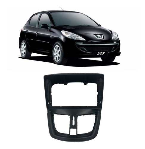 Moldura Peugeot 207 2007 Até 2014 2din 9  Preto Expex 