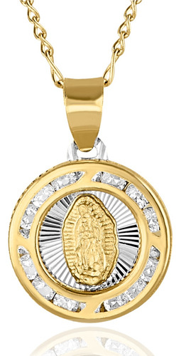 Medalla P/ Bautizo Virgen Guadalupe Con Cadena 3x1 Oro 10k