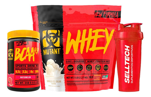 Pack Mutant Whey 5 Lb Vainilla  + Mutant Bcaa 30serv +shaker