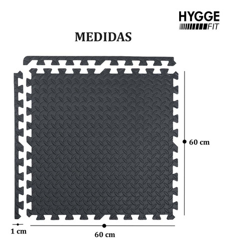Imagen 2 de 10 de Pack X4 Piso Goma Eva Encastrable C/bordes 60x60cm 10mm Gym