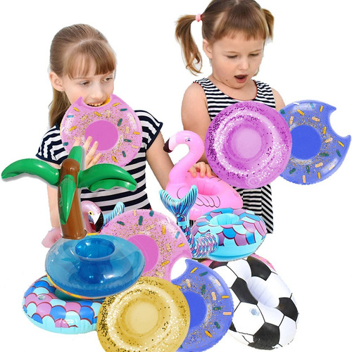 Imagen 1 de 8 de 12 Porta Vasos Surtidos Inflables Palmera Flamingo Donas