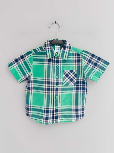 Camisa Verde Mangas Cortas De Algodón Bebé Niño Okie Dokie