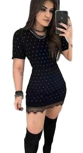 Vestido Curto Coleção Luxo Pedraria Balada Oferta