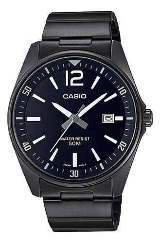 Reloj Casio Caballero Mtp-e170b Acero Inoxidable Pavonado Color de la correa Negro Color del bisel Negro Color del fondo Negro