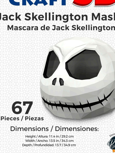 Mascara Jack Skellington Papercraft Pdf  (Reacondicionado)