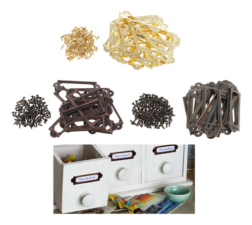 3 X 20 Unidades Sujetadores Portatarjetas De Metal Bronce