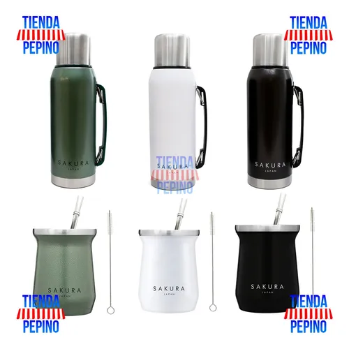 Set Termo Mate Sakura Acero Inoxidable Térmico Tienda Pepino