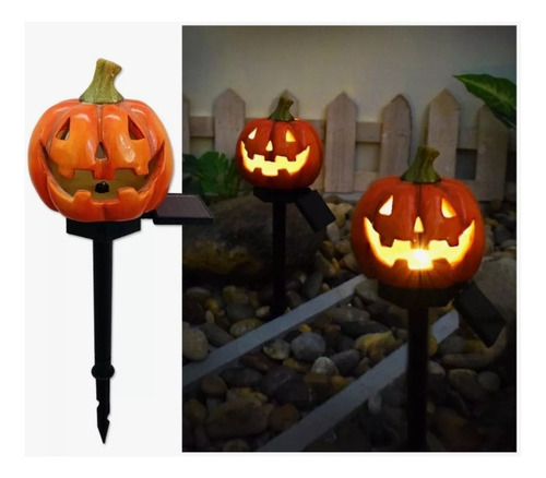 Lámpara Recargable Solar Diseño Halloween Con Estaca Jardin Calabaza