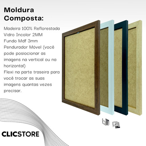Kit 4 Moldura A4 Quadro 21x30 Certificado Vidro Diploma Sala Cor Carvalho