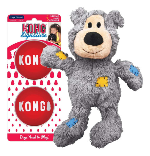 Kong Wild Knots Bear & Balls 2 Pack - Juguete Masticable Par