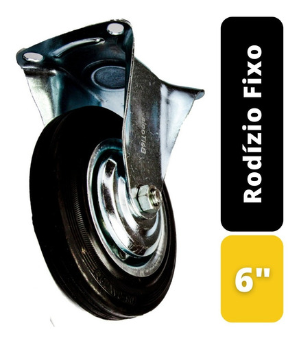 Rodízio Fixo De Borracha 160mm 6 Polegadas Beltools