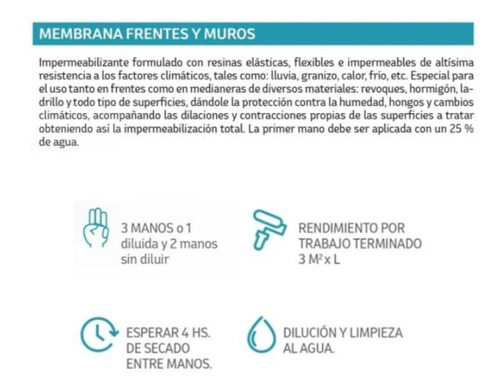 Imagen 3 de 10 de Polacrin Membrana Frentes Y Muros 20 Lts Blanca Envio Gratis