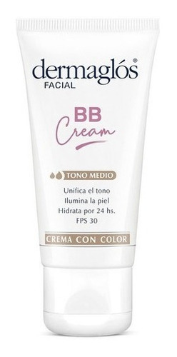 Dermaglos Bb Cream Facial Con Color Tono Medio Fps30 50 G