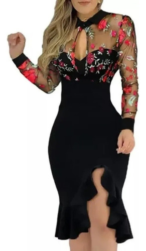 Vestidos Elegante Mujer Raja Volantes Dobladillo Floral