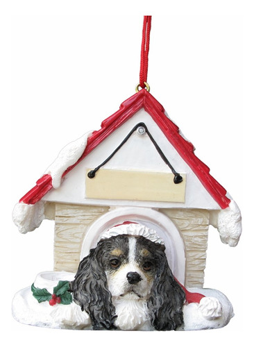 Cavalier King Charles Spaniel Black Doghouse - Adorno De Nav