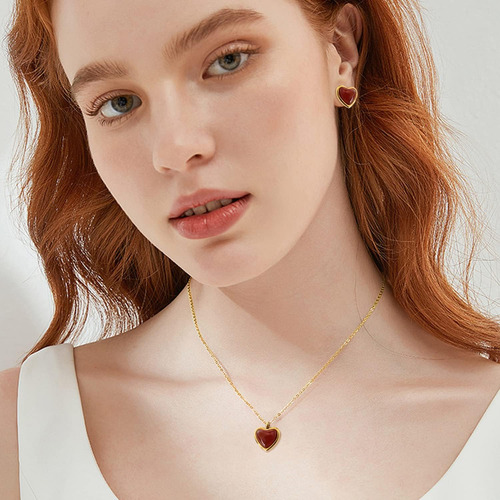 Carnelian Crystal Stone Gold Heart Necklace Jewelry For Wome