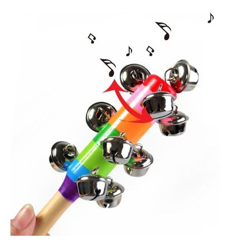 1pc Del Arco Iris Instrumento Musical Juguete Madera Cascabe