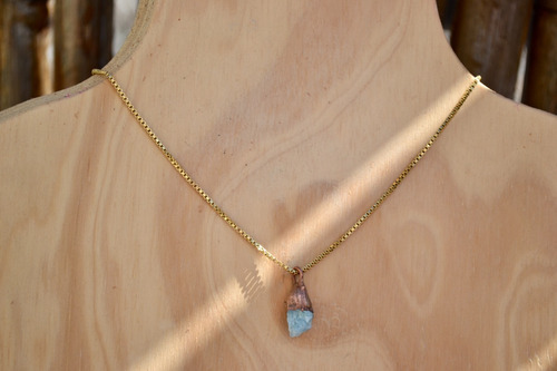 Imagen 2 de 5 de Collar De Aguamarina, Piedra De Autoestima, Sanacion, Cod1