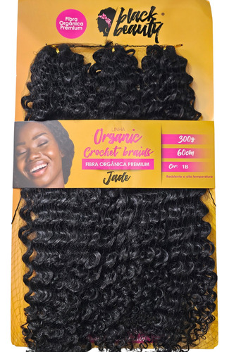 Cabelo Jade Crochet Braids 300g 60cm Fibra Orgânica 1b Preto