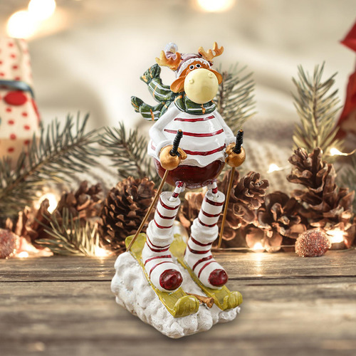 Figura De Reno Esquiador De Navidad, Adorno De Ciervo,