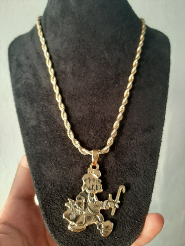 Kit Tio Patinhas Colar E Pingente Folheados A Ouro 18k