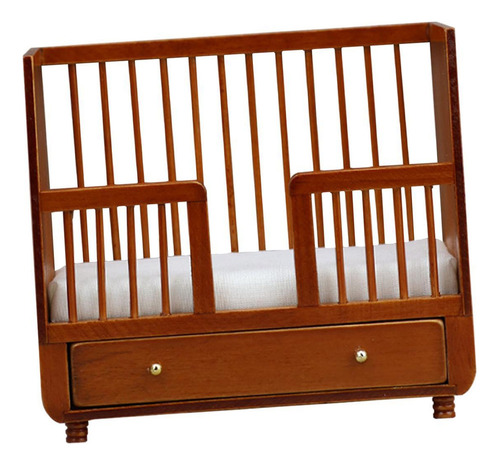 1:12 Escala Casa De Bonecas De Madeira Cama De Bebê 1/12