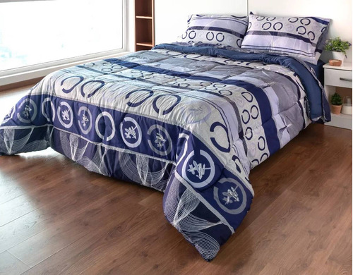 Acolchado Fidelna A25 2 1/2 plazas diseño estampado color dark blue de 220cm x 230cm