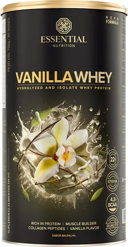 Suplemento em pó Essential Nutrition  Vanilla Whey proteína Vanilla Whey sabor  baunilha em lata de 900g