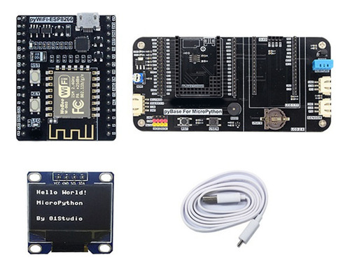 Placa De Desarrollo Pywifi-esp8266+pybase+oled De 0,9 Pulgad