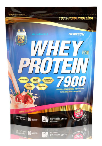 Gentech Whey Protein 7900 Afa 500g Sabor Frutilla
