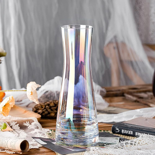 Deangshi Irised Clear Glass Tall Flower Vase, Thick Bottom L