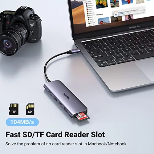 Hub Usb C Ugreen, Adaptador Usb C A Usb 6 En 1, Adaptador Hd