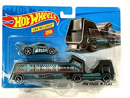 Diecast Hw Park 'n Play Vehículo (azul/gris) Remolque