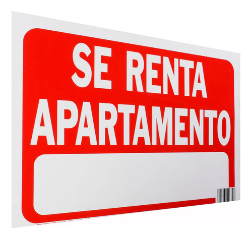 Letrero De Plástico Se Renta Apartamento 21.6 X 30.4 Cm